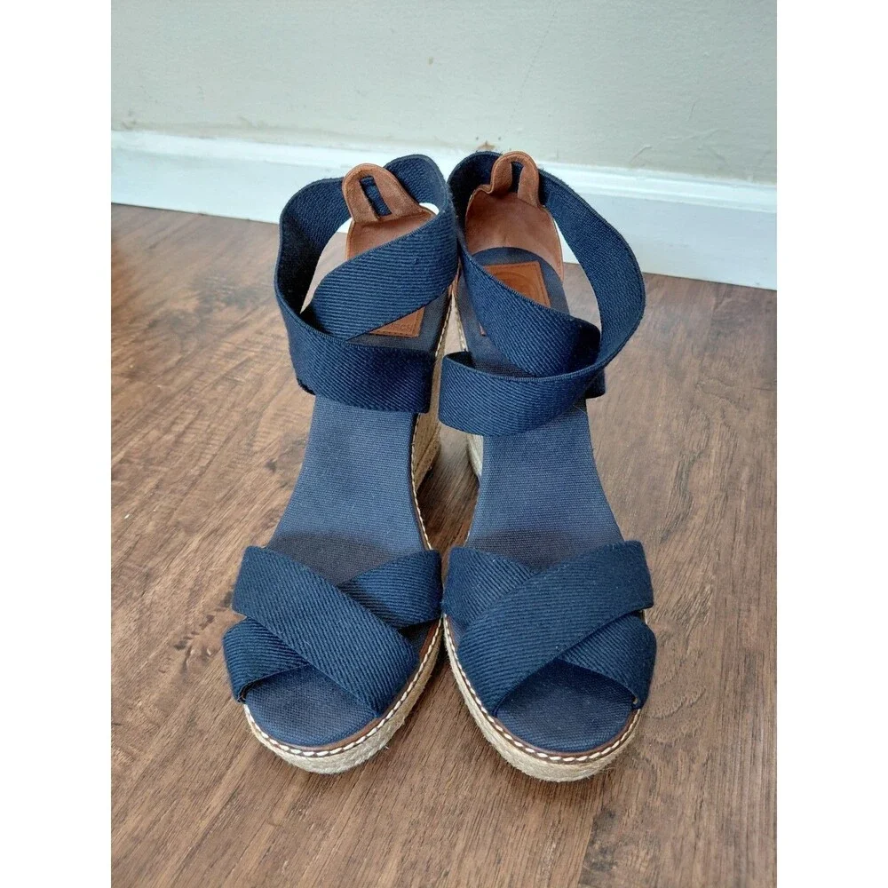 Tory burch sandals wedge heels size 10.5 Blue
